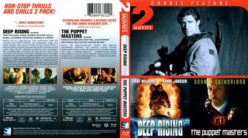 DEEP RISING/ THE PUPPET MASTERS - Blu-ray review